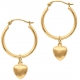 Lovely Heart Pendant hoop earrings 14k solid gold jewelry earrings