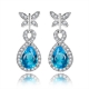 Gem stone earrings for women ,925 silver blue Topaz earrings