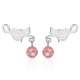 Stylish cat Zircon Earrings, 925 silver pink Zircon Cute earrings for women