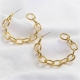 Custom 18K PVD gold plated 316 stainless steel hoop earring, fashionable paper clip chain earring