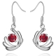 925 silver ruby earrings, high-grade swan earrings