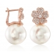 Delicate Shell Pearl Earrings, 925 Silver Flower Pearl Earrings