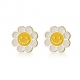 925 Silver Enamel Smiley Face Sunflower Earrings