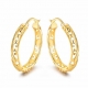 Big gold hoop earring 18k ,hollow carved fashion hoop earring 