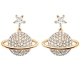 Lovely Planet Zircon earrings,  shiny planet silver  earrings