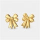 Delicate 925 silver bow stud earrings, minimalist 18K gold bow earrings