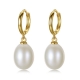 Minimalist natural pearl earrings, 925 silver 8-10MM freshwater pearl earrings