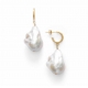 925 silver 14k gold Baroque pearl earrings, delicate natural pearl earrings for women