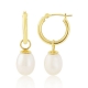 Stylish pearl hoop earring, 925 silver Baroque pearl earrings