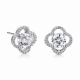 925 silver clover stud earrings, studded with crystal clover earrings