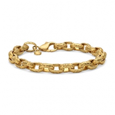 Fashion Gold Plated Jewellery Men Link Bracelet 316 Stainless Steel Hammered Bracelet 18K Gold