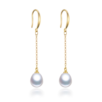 Natural Pearl Earrings 925 Silver Chain, Balo Water Drop Earrings for girls