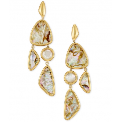 18K Gold Vintage chandelier earrings, 925 silver shell piece earrings for the bride