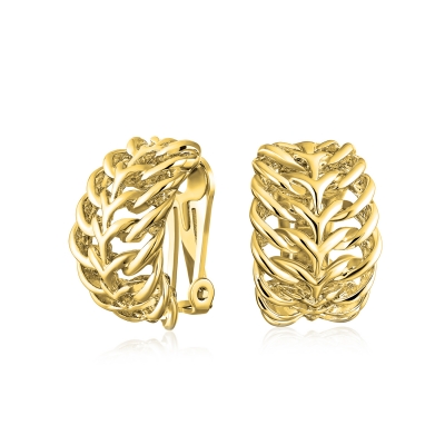 Stylish gold-plated earrings, ear clip wheat ear earrings ins wind hoop earrings for ladies