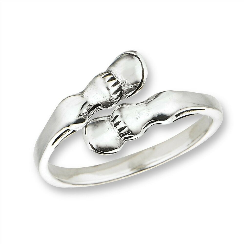 Custom adjustable finger rings jewelry vintage oxidized horseshoe design 925 sterling silver ring