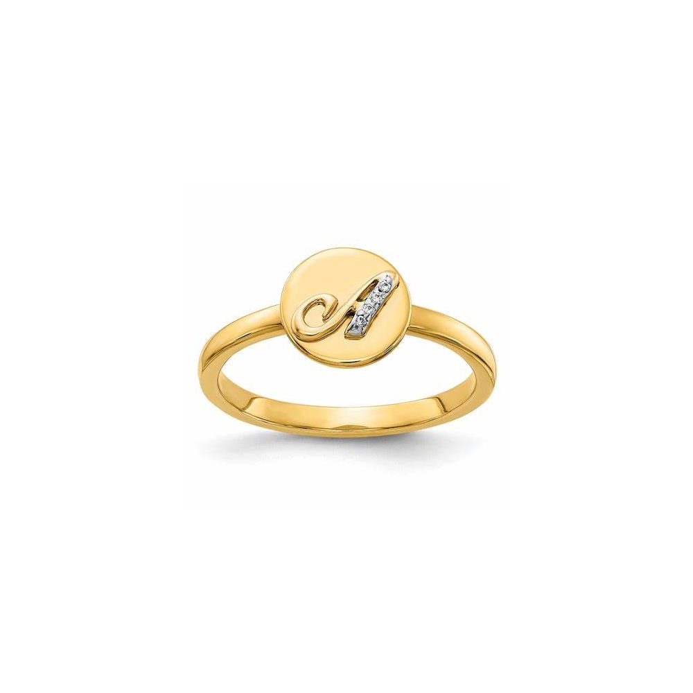 Manufacture fashion design jewelry custom round circle signet cubic zirconia initial gold ring