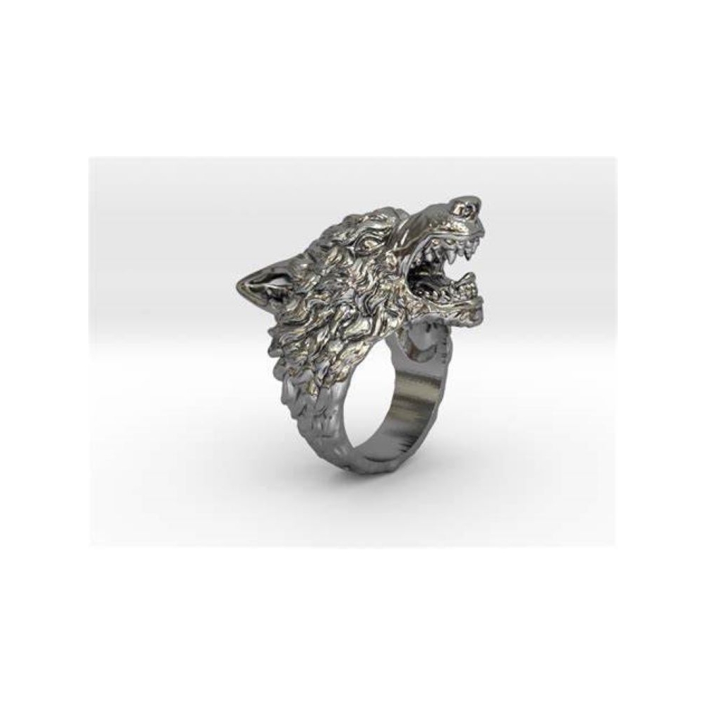 Manufacture animal design engraving fashion stainless steel men jewelry wolf ring