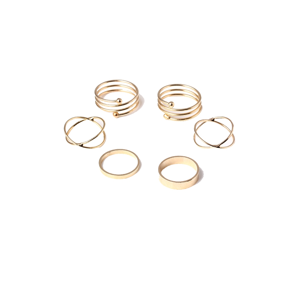 Wholesale fashion design minimalist simple design knuckle finger rings real gold plated jewelry full ring set