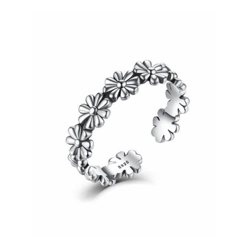 High quality jewelry custom 925 sterling silver women design daisy flower adjustable open ring