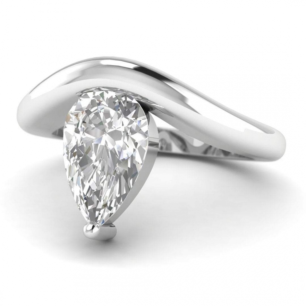 Women jewelry custom design high quality shiny moissanite pear cut gemstone 925 sterling silver pear ring