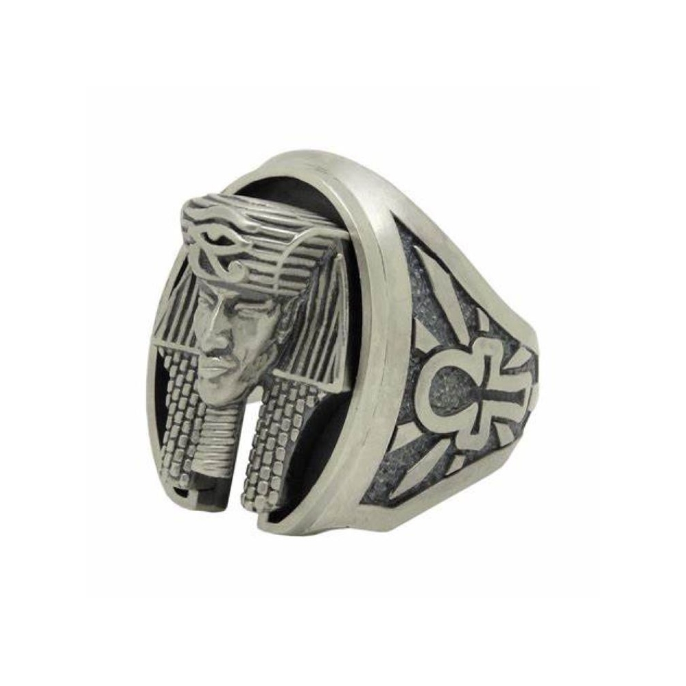 Custom Vintage Silver Jewelry Ankh Pharaoh 925 Sterling Silver Men Ring Tutankhamun Eye of Horus Egyptian ring