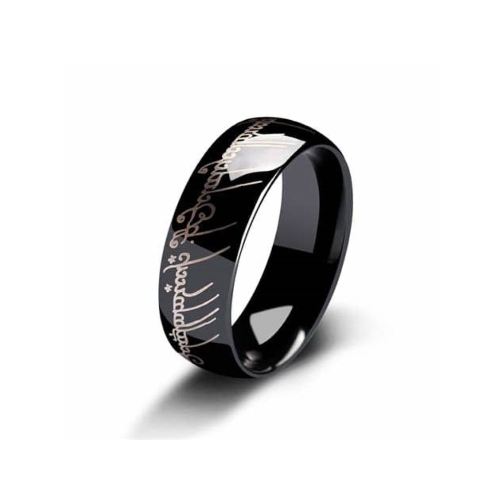 Fashion popular men jewelry high polished wide band ring engraved design stainless steel black ring