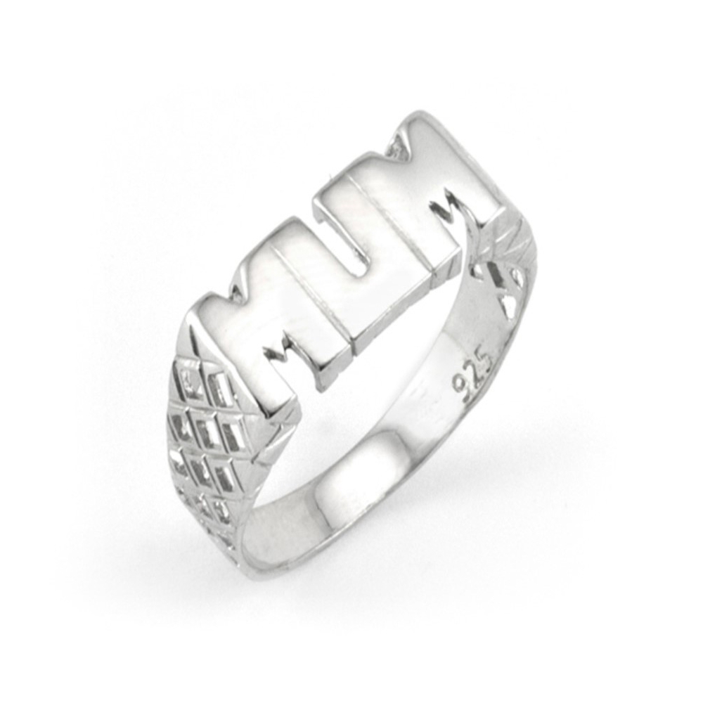 Customized high quality jewelry 925 sterling silver personalized signet mum ring