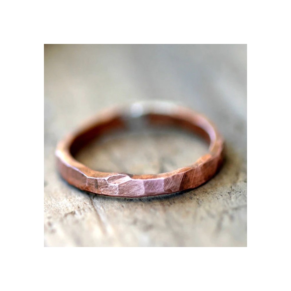 Fashion design jewelry stackable singer rings delicate sandbrush handmade hammerd raw copper ring