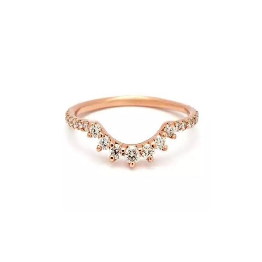 Manufacture fashion minimalist design rose gold plated women jewelry cubic zirconia custom made ring