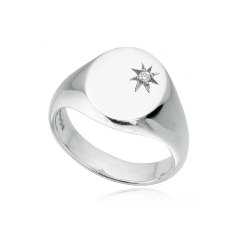 Manufacture high quality jewelry 925 sterling silver cubic zirconia star mirror polished signet ring 