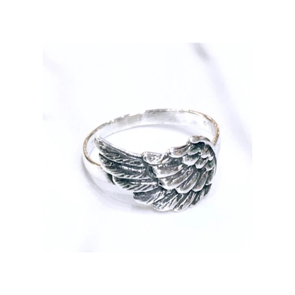 Wholesale jewelry finger rings vintage style oxidized black antique old silver angle wing ring