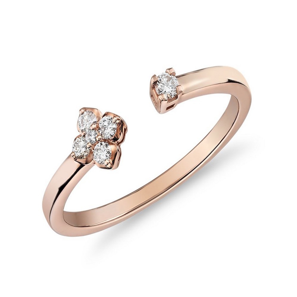 Gemstone rings high quality shiny moissanite open adjustable design women rose gold ring