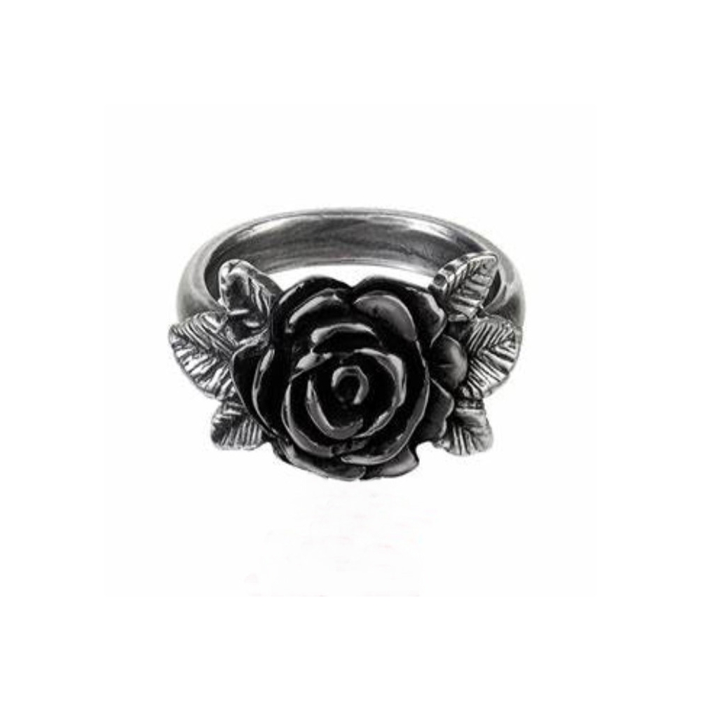 Custom oxidization 925 sterling silver jewelry retro vintage rose flower design women gothic ring