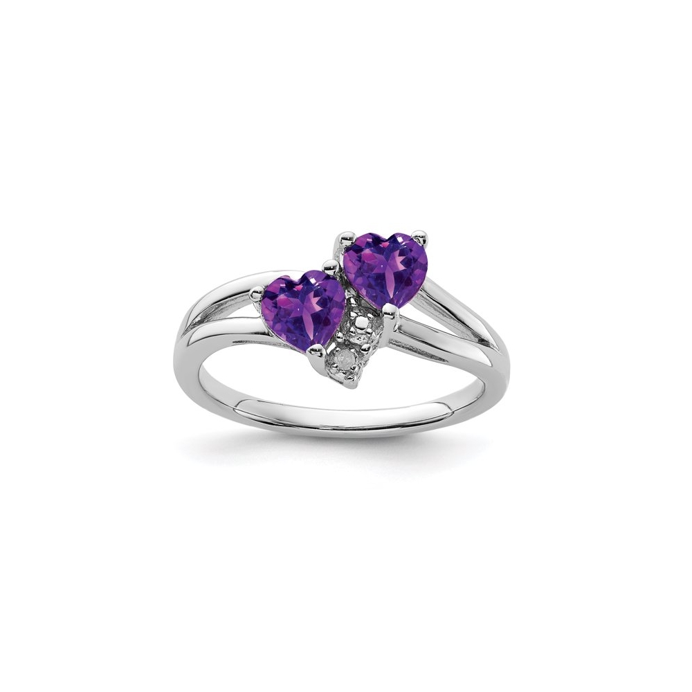 Women jewelry high quality purple gemstone design custom heart design natural amethyst ring silver