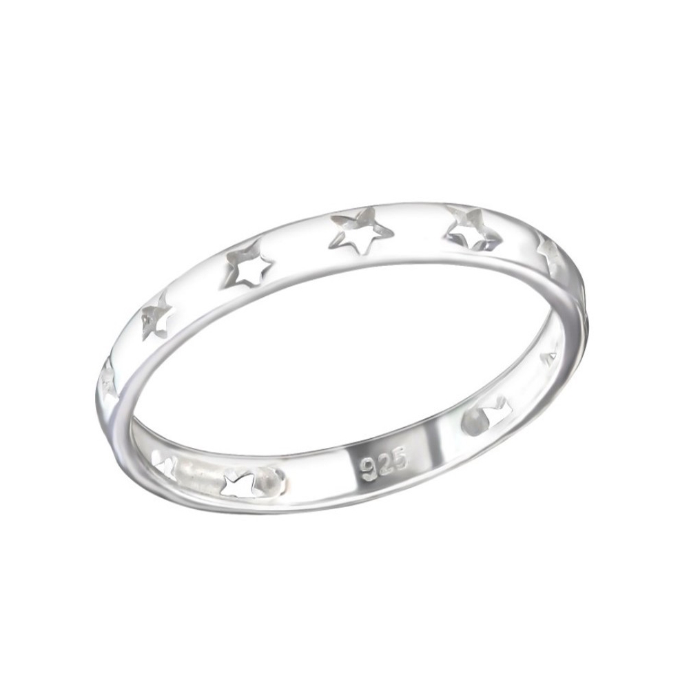 High quality 925 sterling silver band ring hollow engraved design jewelry basic silver star ring