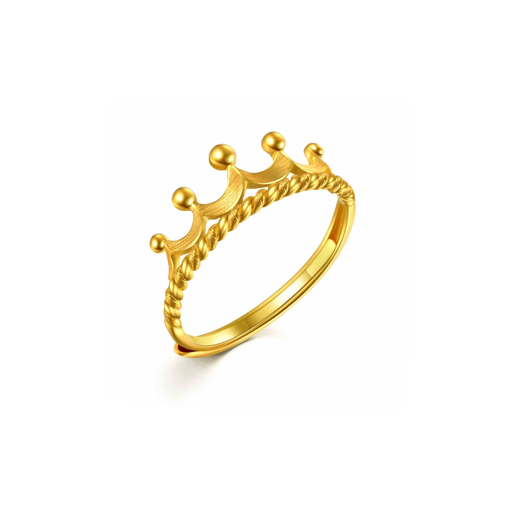 Custom high quality fashion jewelry adjustable rope design real gold plated crown ring