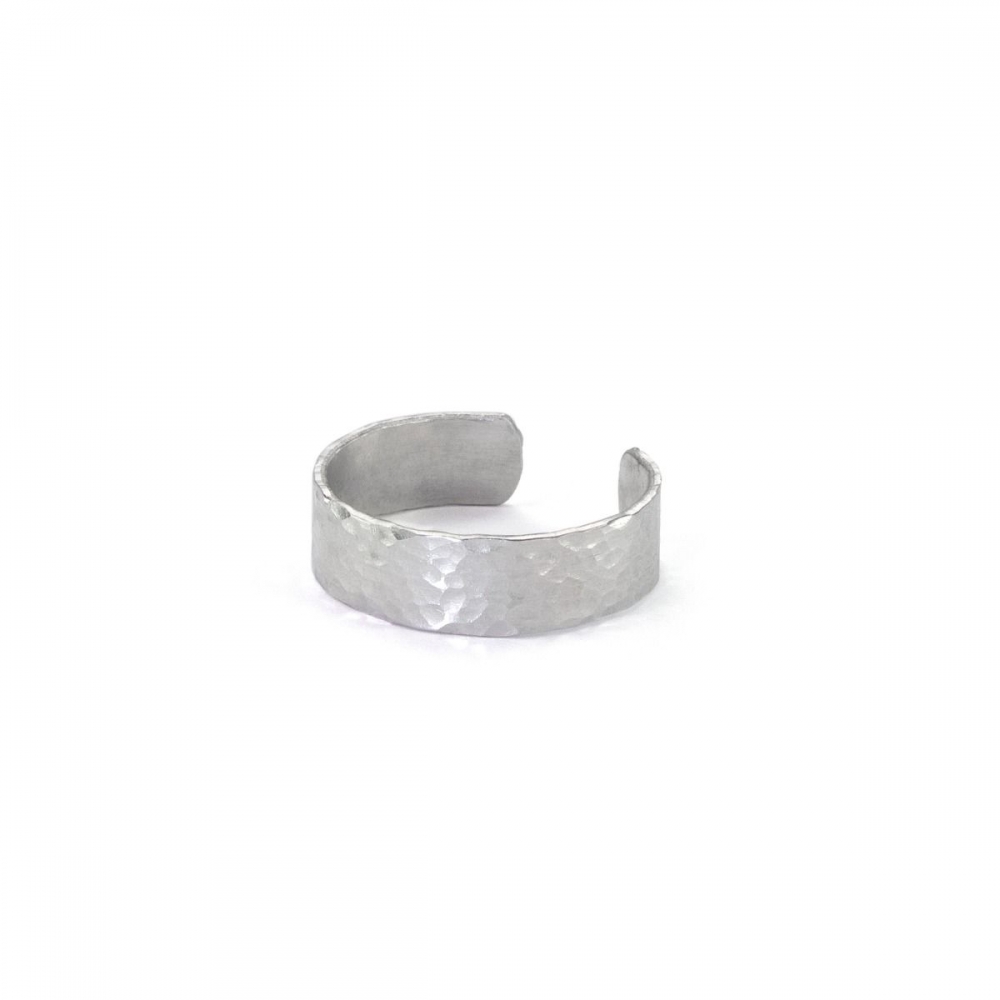制作手工锤击带戒指可调高品质925纯银空白袖口戒指