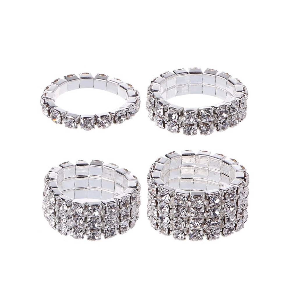 制造时尚珠宝简单设计女性戒指闪亮的宝石水钻弹力戒指