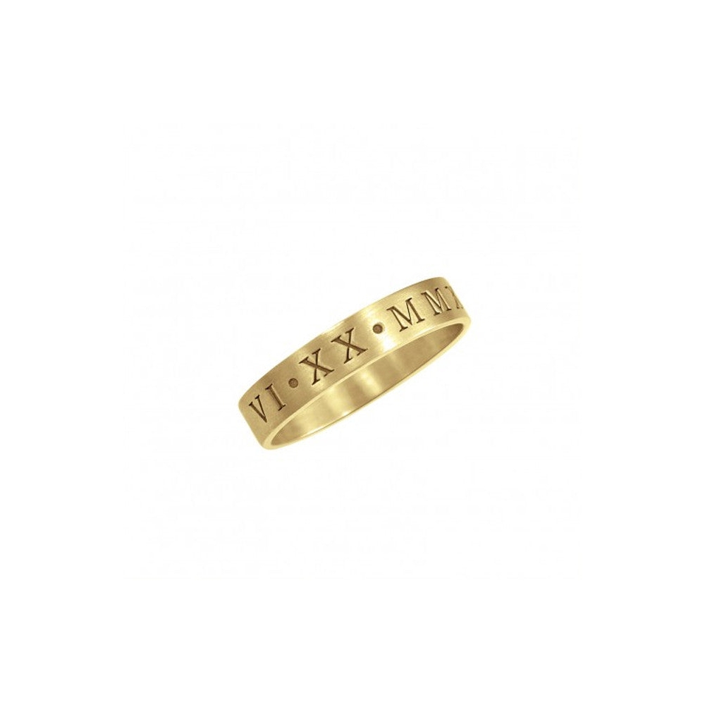 制造雕刻数字戒指带时尚珠宝真正的14k 18k镀金罗马数字戒指