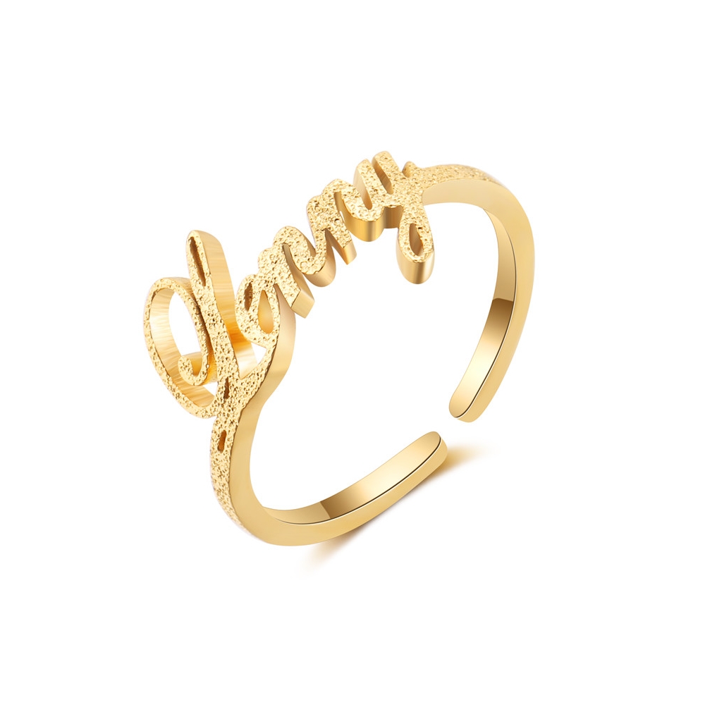 制造时尚珠宝戒指定制姓名字母可调真实18k镀金初始戒指