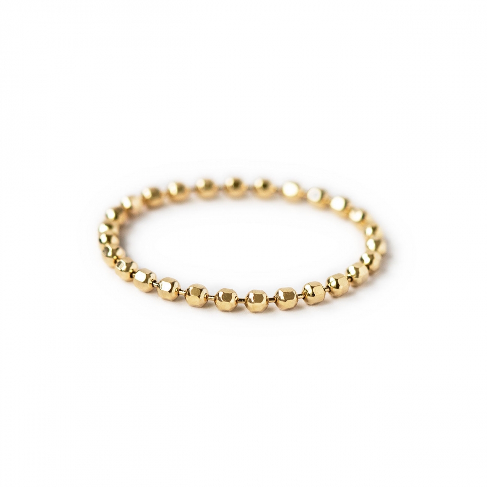 Wholesale fashion jewelry knuckle finger rings real 18k gold plated bead ball diamond cut soft chain ring