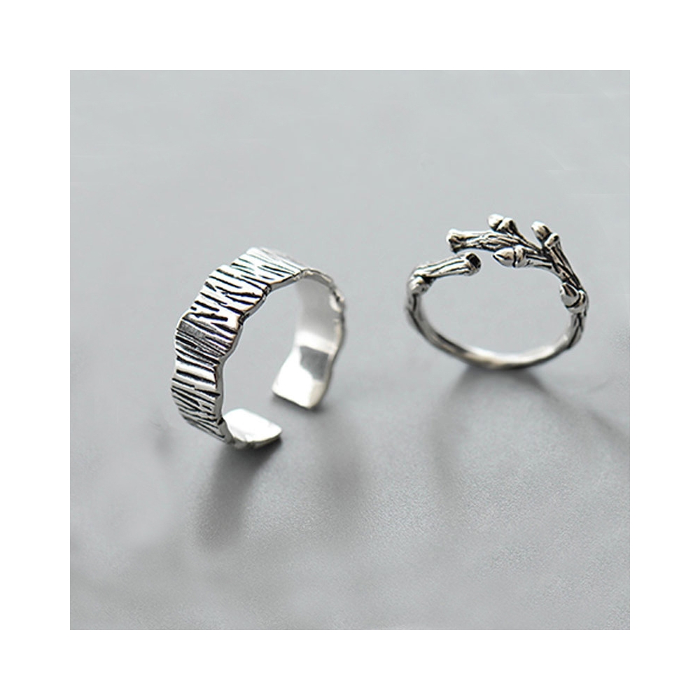 定制开口可调节的手指戒指氧化银复古纯银珠宝925戒指
