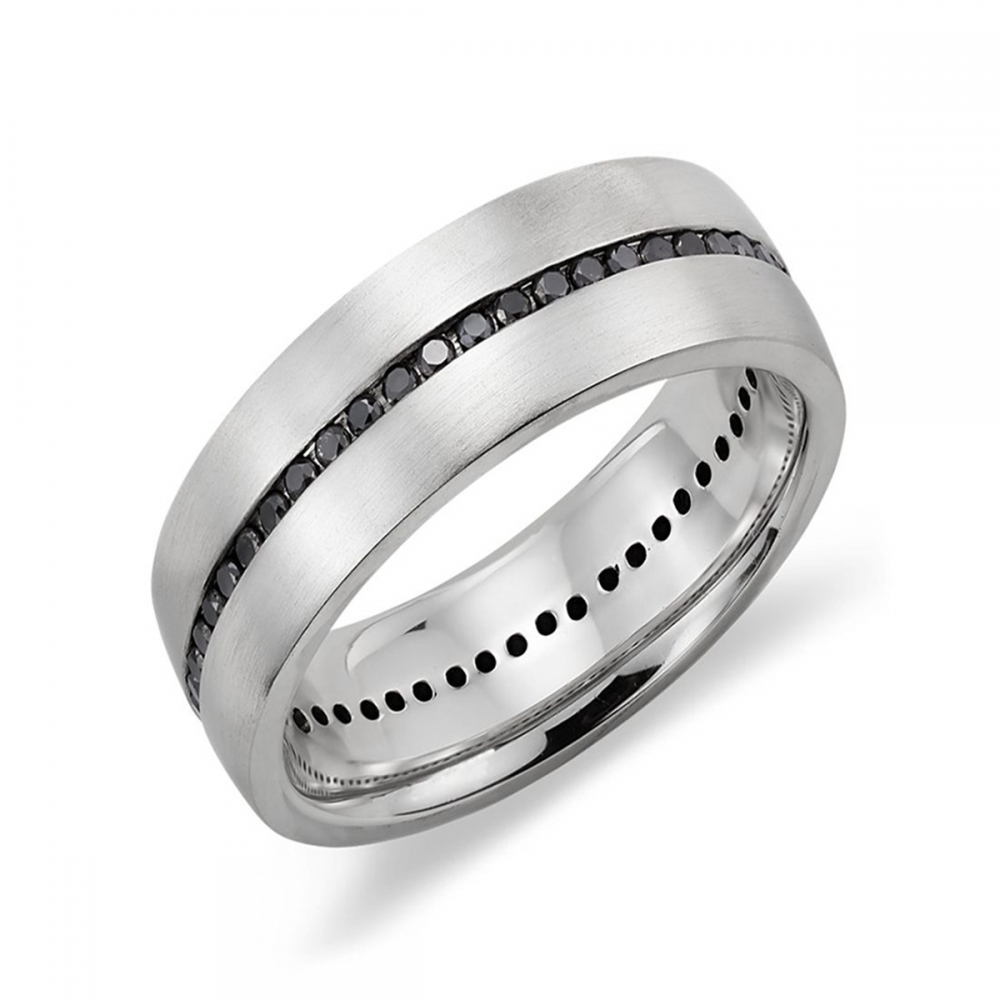 Manufacturer brushed band rings gemstone black cz onyx inlay channel 925 sterling silver wedding ring men