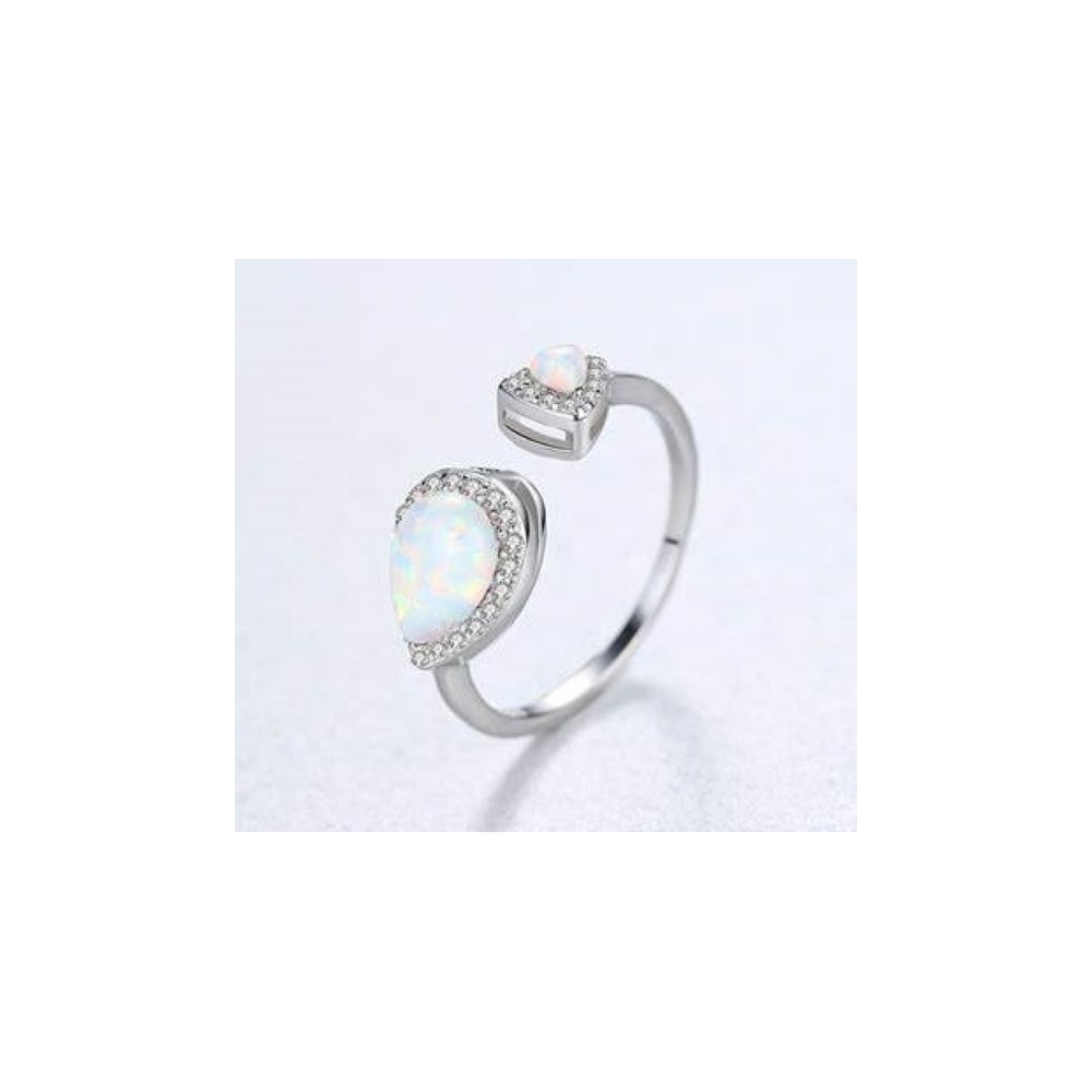 制造商高品质的天然宝石手指戒指时尚的梨掉落蛋白石戒指可调节银925