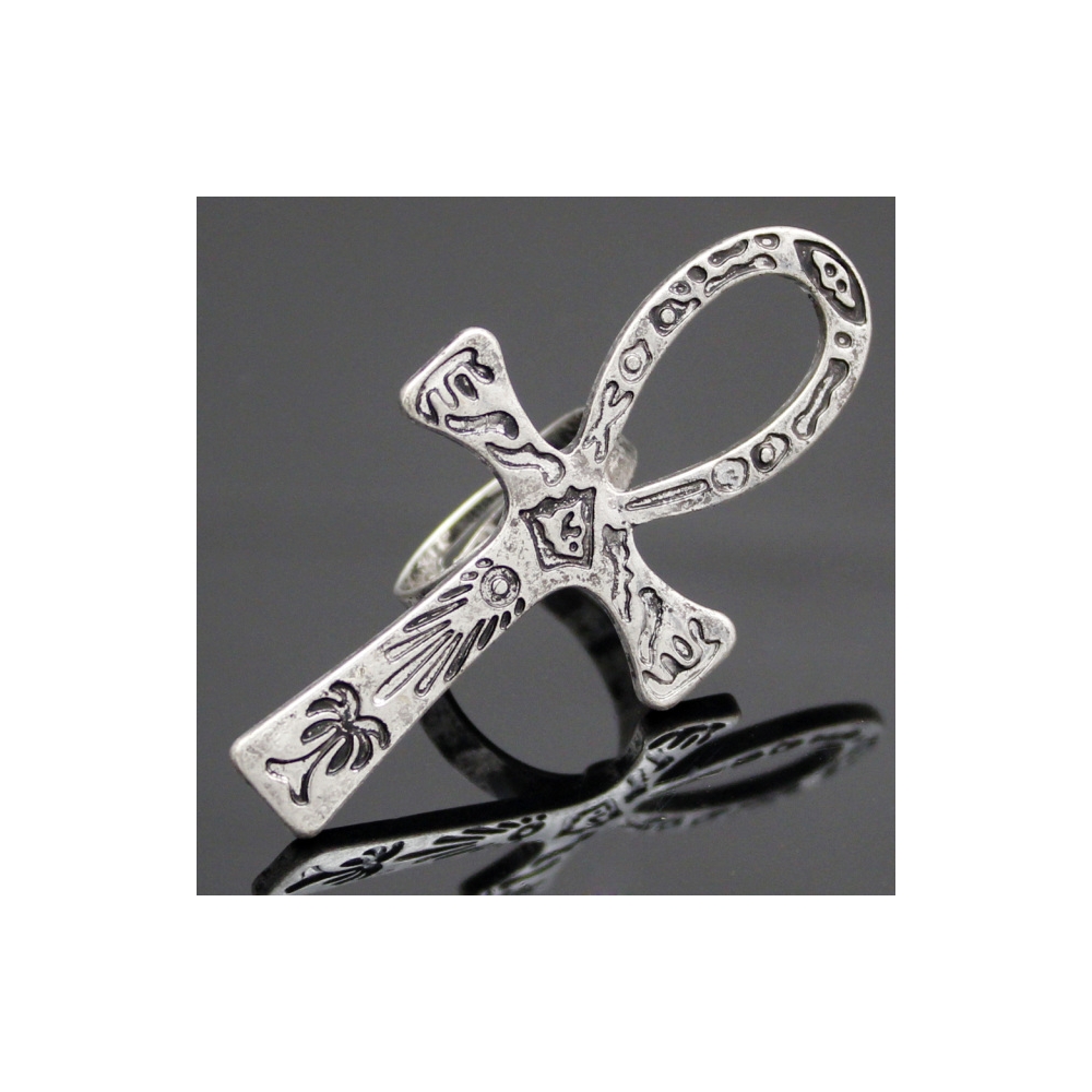 定制高品质的手指戒指珠宝复古银宗教古埃及十字银戒指