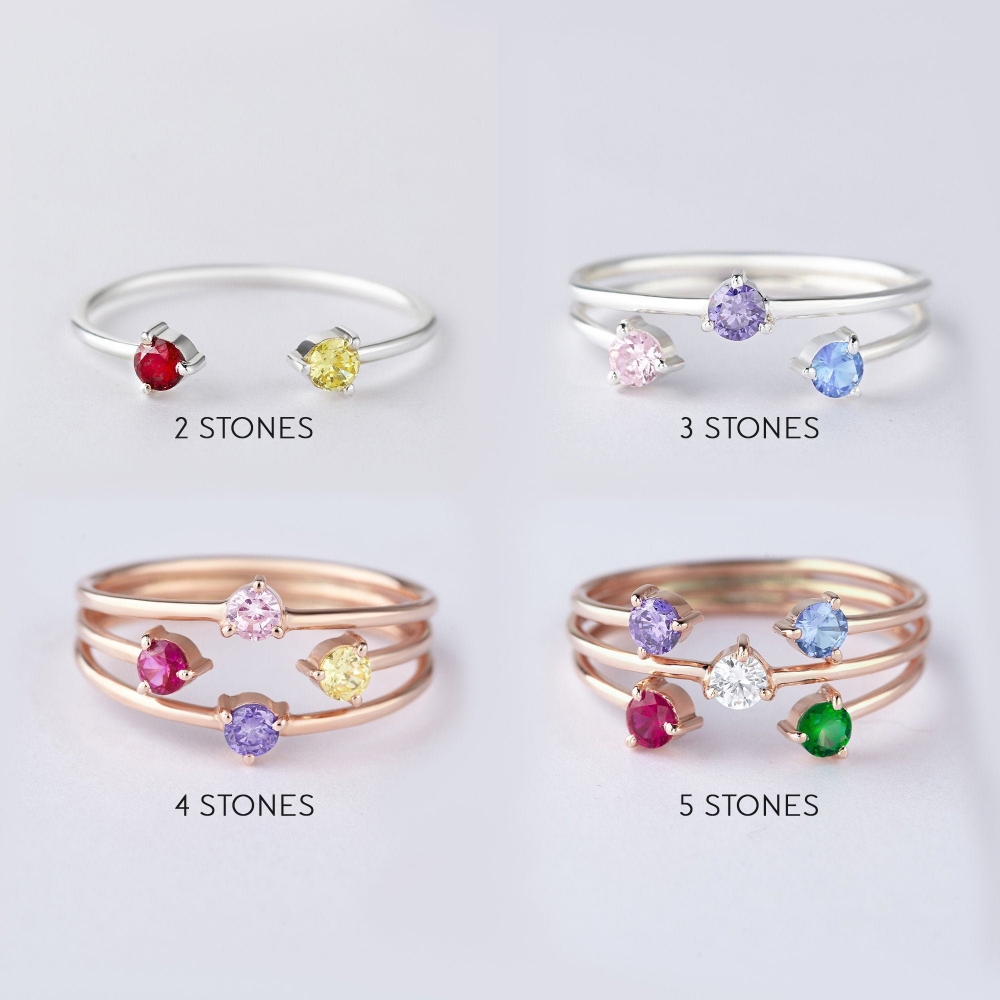 制造高品质的女性手指戒指珠宝12蛾子宝石925纯银诞生石戒指