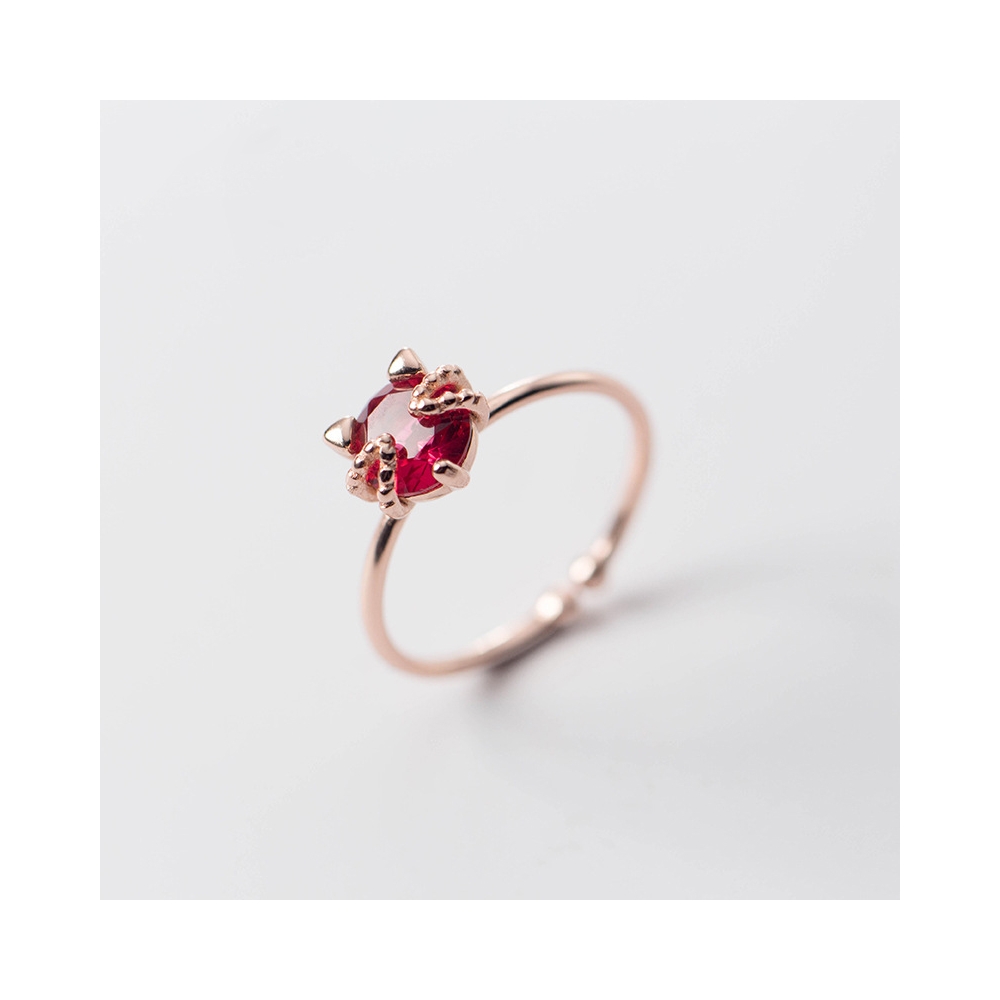 女人珠宝可调戒指定制925纯银橙红色立方氧化锆婚礼开口戒指