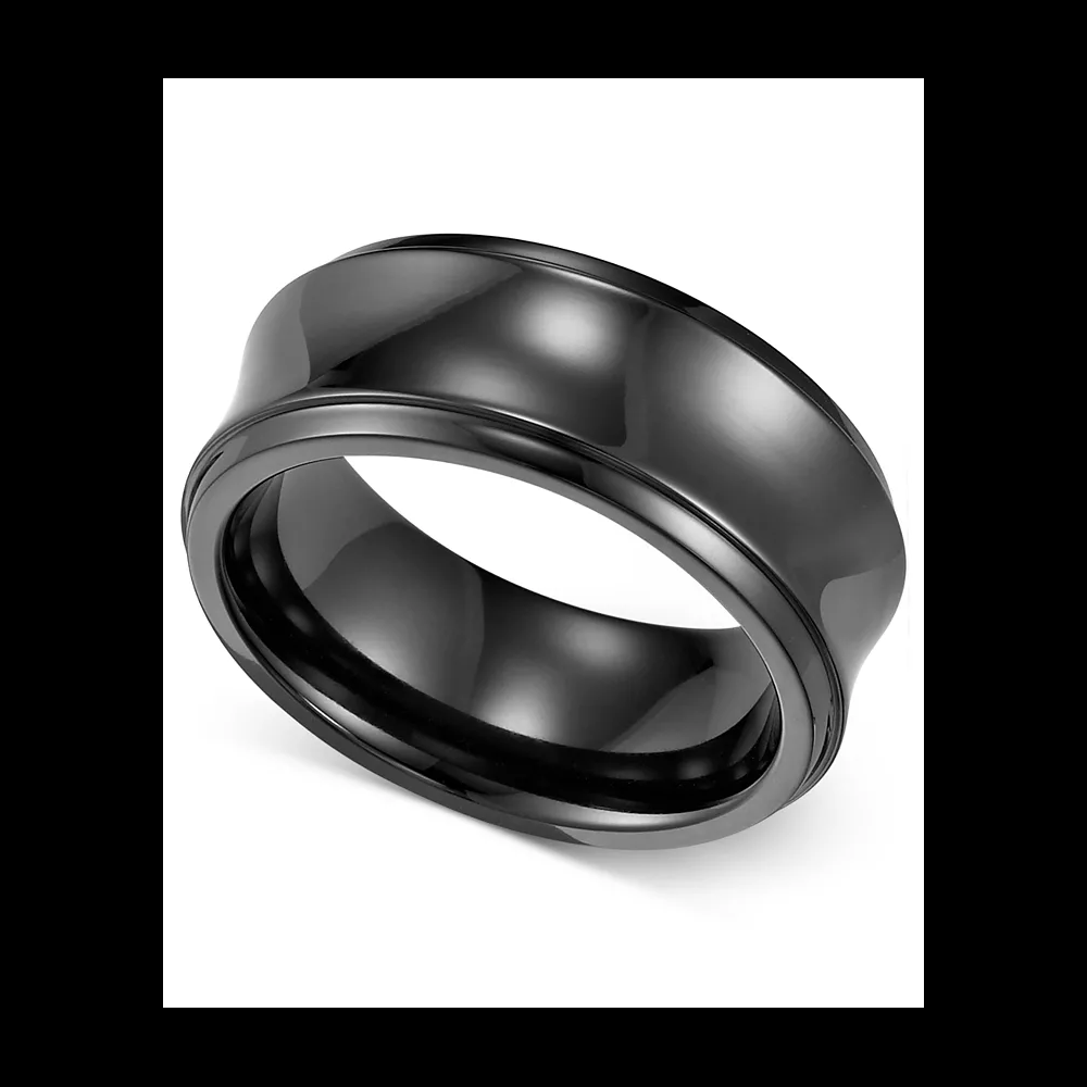 制造商高品质的时尚珠宝男子手指戒指抛光的黑色金属通道钛戒指