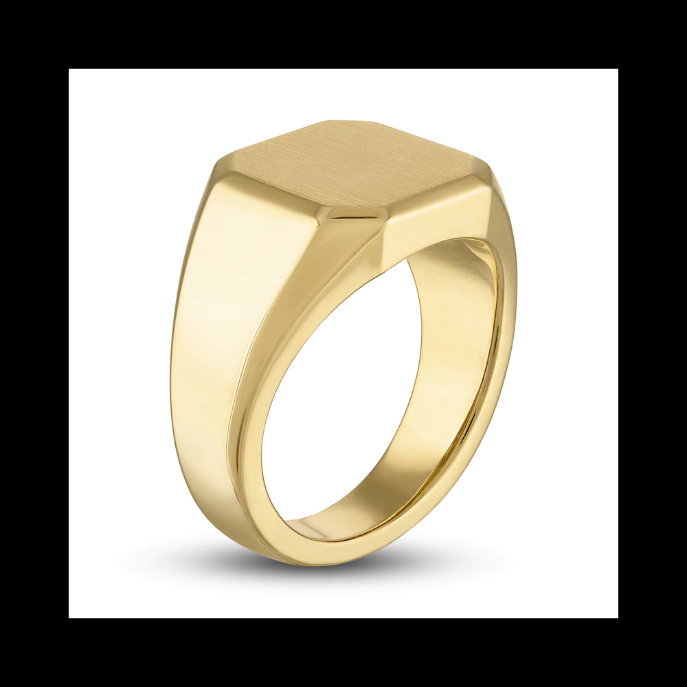 Manufacturer real solid gold fine jewelry custom high quality mirror polished blank brushed top 18k gold signet ring