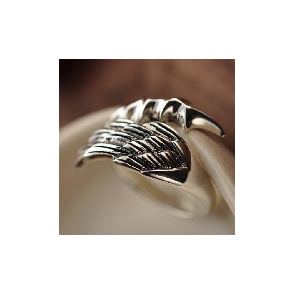 制造可调戒指高品质珠宝复古复古黑色古董925纯银翅膀戒指